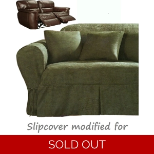 Dual Reclining LOVESEAT Slipcover Heavy Suede Forest Green Sure Fit